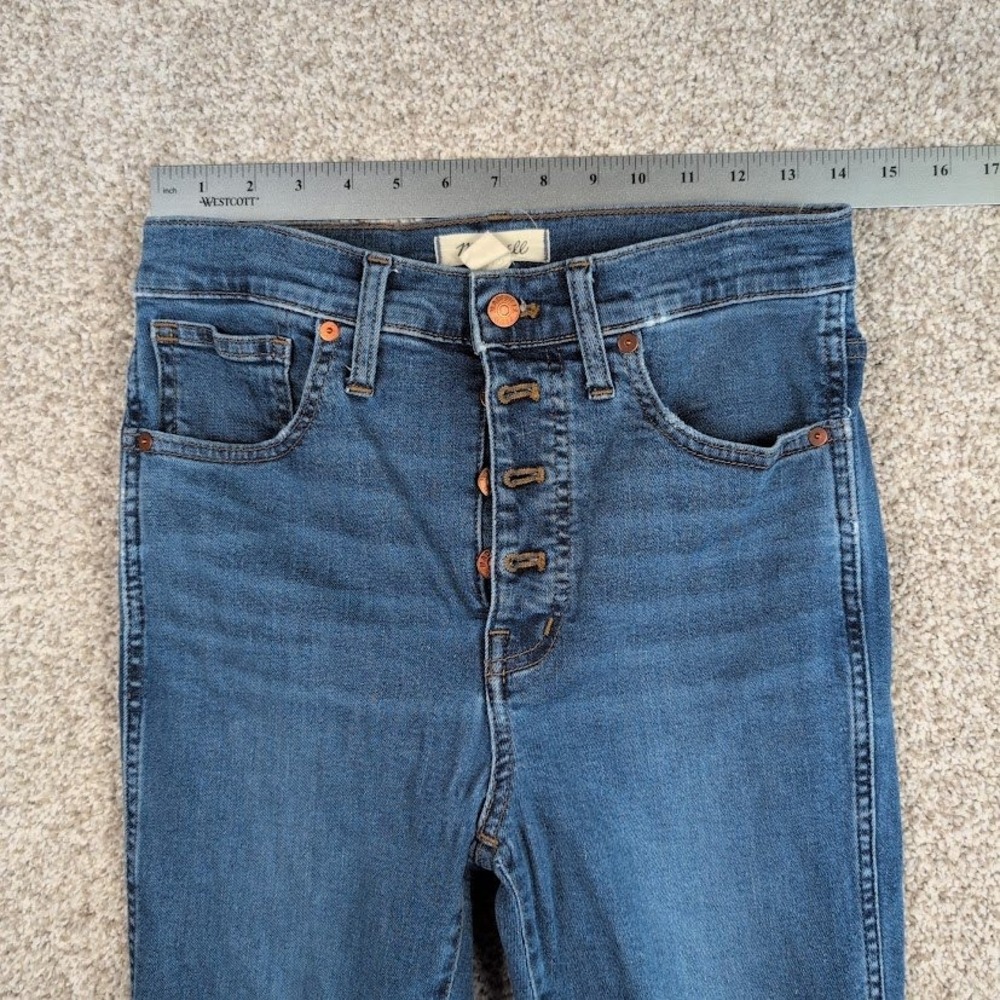 Madewell Womens 10" High Rise Skinny Jeans Button Fly Frayed Hem Medium Wash‎ - Picture 7 of 9